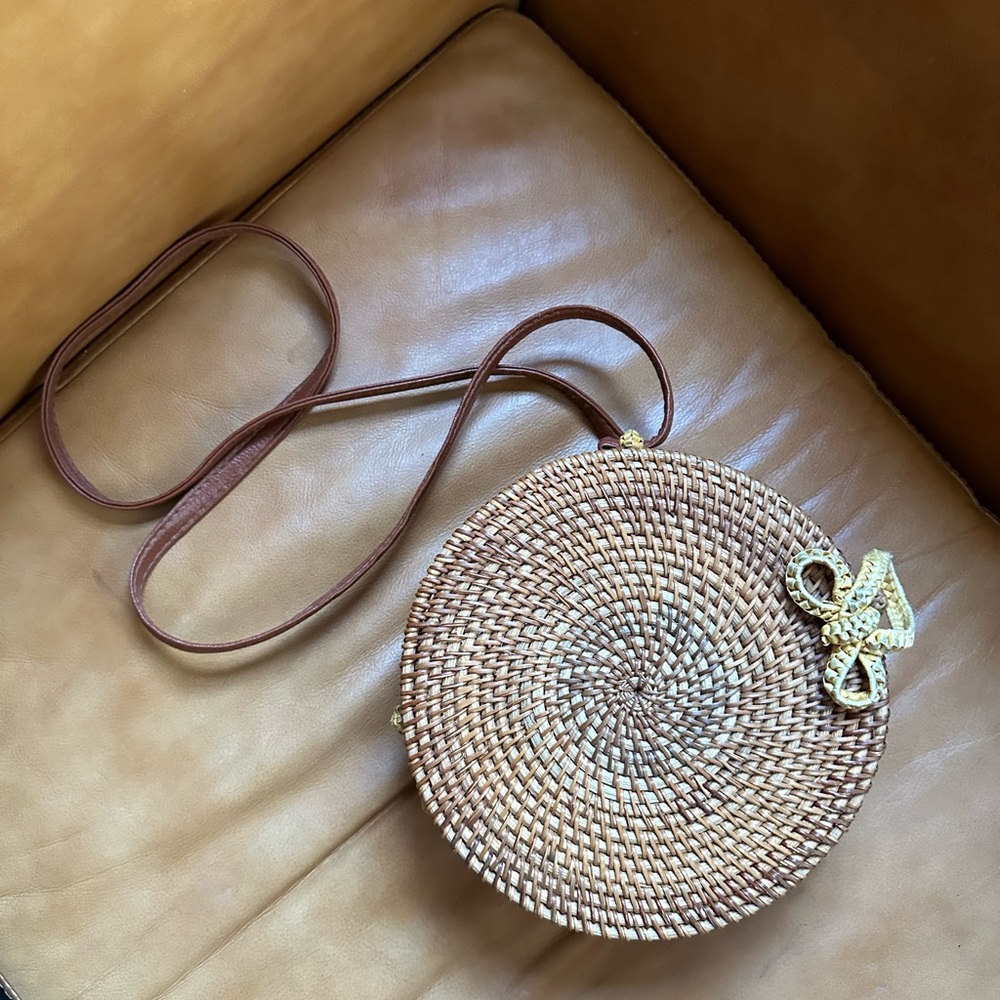 Rattan woven crossbody bag